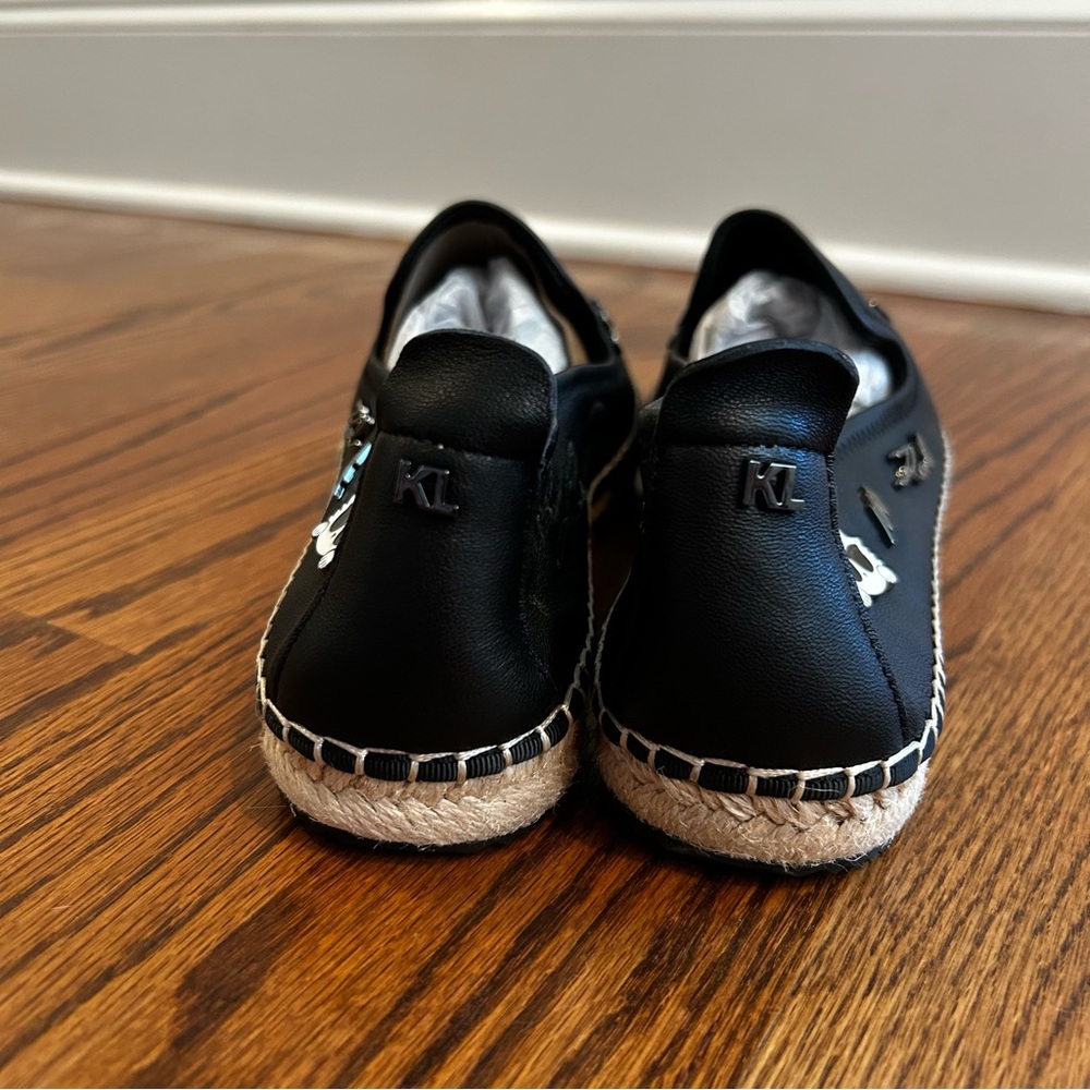 Karl Lagerfeld Michaela Black Round Toe Leather Espadrille Size 11 | brand new - Picture 3 of 5